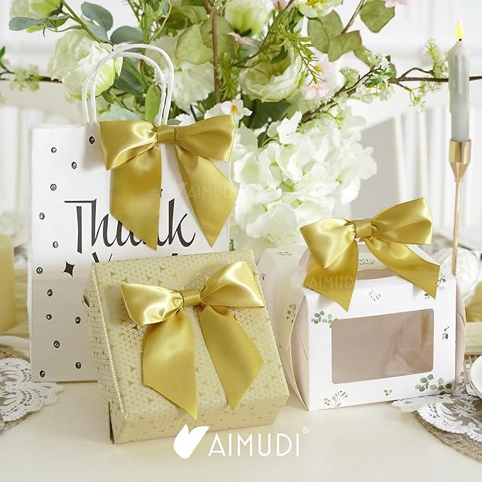 AIMUDI Gold Satin Bows 5.5" Bows - Image 3