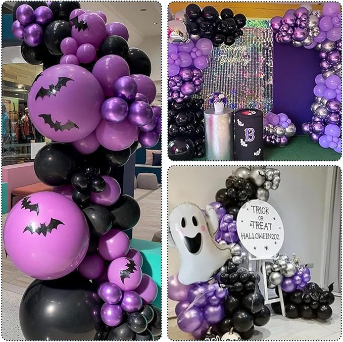 Purple and Black Balloons, 60 Packs 12 Inch Dark Purple Light Purple Black - Image 5