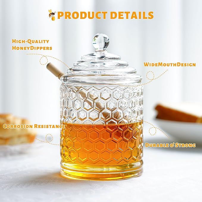 kanpura Clear Crystal Honey Pot - Image 4