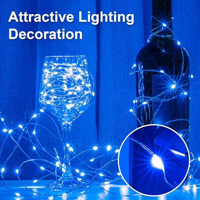 16Ft 50 LED Blue Fairy Lights Mini String Lights Waterproof - Image 5