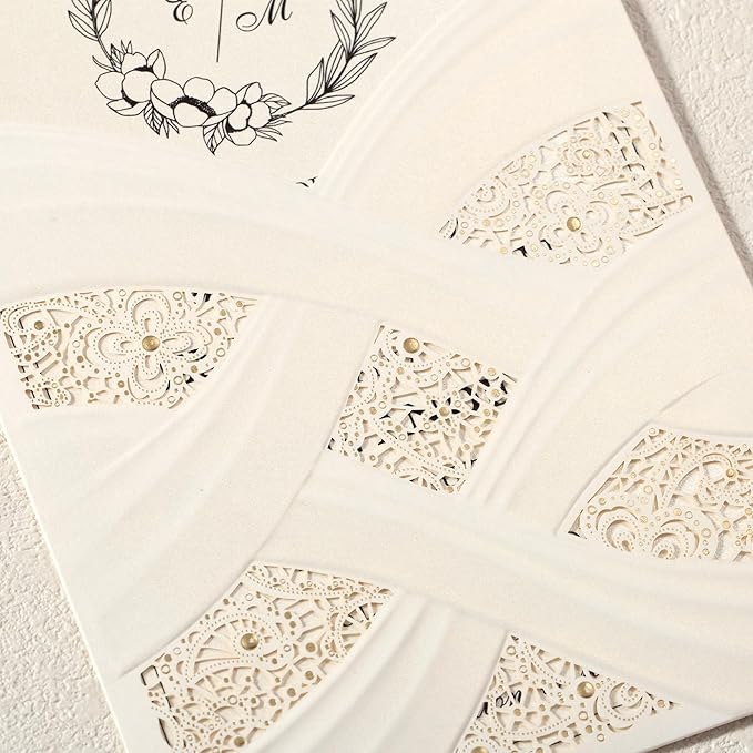 50pcs Laser Cut Wedding Invitations - Image 3