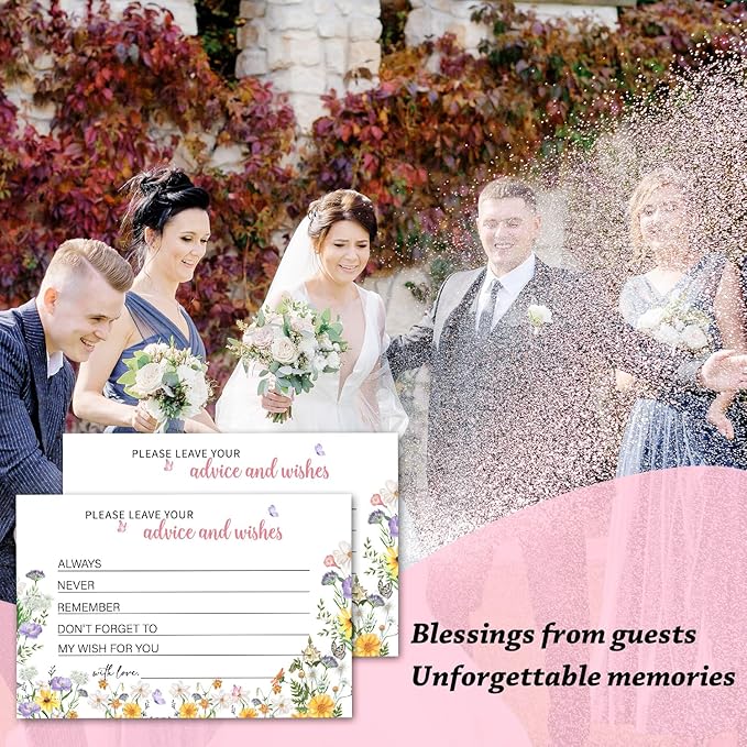 Advice and Wishes For the Mr and Mrs, Wildflower Advice Cards for Bridal Shower - Image 5