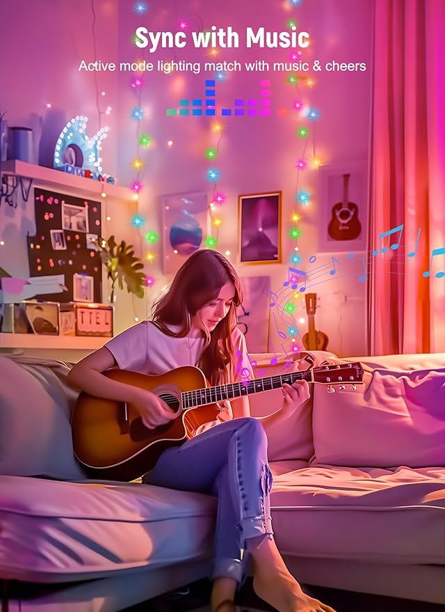 Smart Fairy Lights Plug in, 2 Pack 33FT 100LEDs USB Bluetooth Twinkle Lights - Image 5