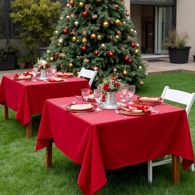 sancua Christmas Red Square Tablecloths 70x70 Inch, 2 Pack - Image 2