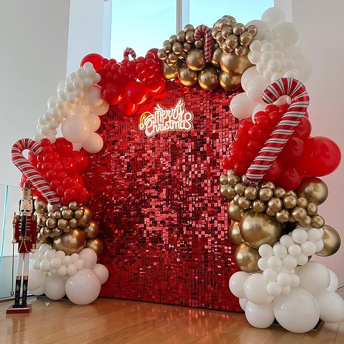 Qcity Red Shimmer Wall Backdrop 36PCS, Square Sequin Glitter Backdrop Panel - Image 6