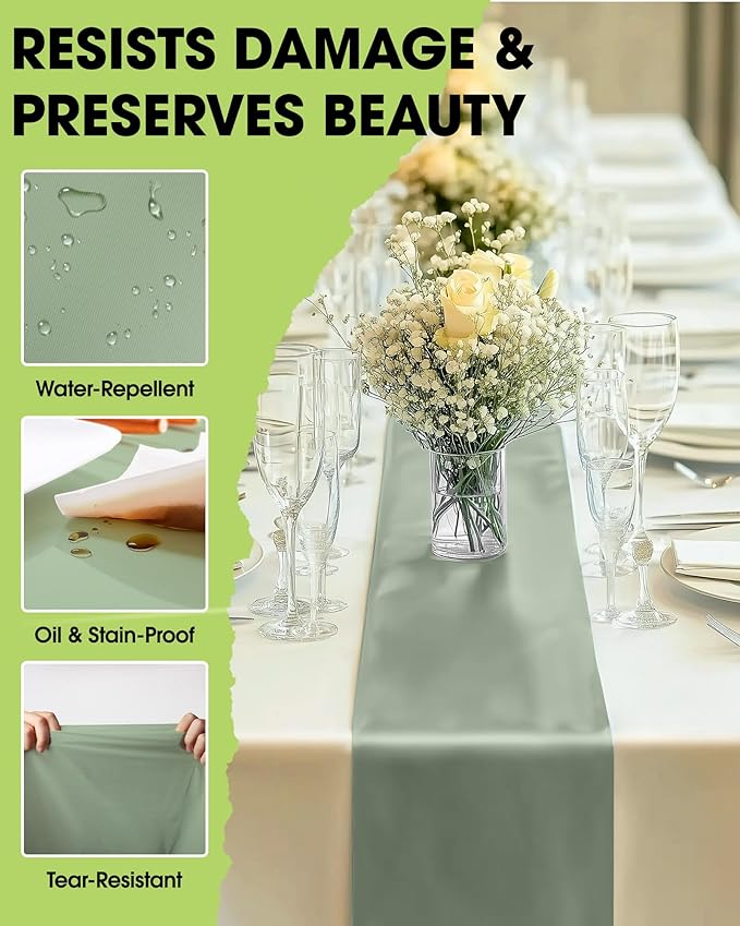 Pureegg Sage Green Plastic Table Runners - Image 3