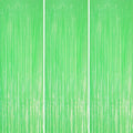 3 Pack 3.3 x 8.2 ft Pastel Green Foil Fringe Backdrop Curtains, Tinsel by Voircoloria