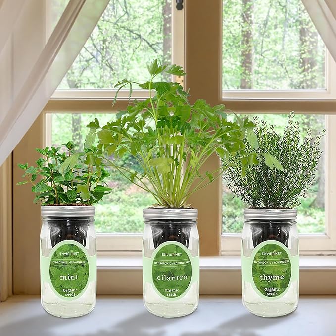Hydroponic Growing Kit Set, Self-Watering Mason Jar Herb Garden Starter Kit - Image 6