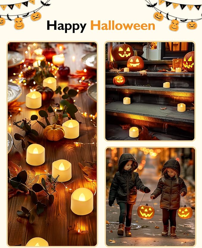 Homemory 24pcs Remote Timer LED Tea Lights Candles, 400+Hours Flickering - Image 5