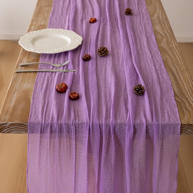 6pcs Lilac Gauze Rustic Cheesecloth Table Runner 120 Inch 10 FT - Image 4