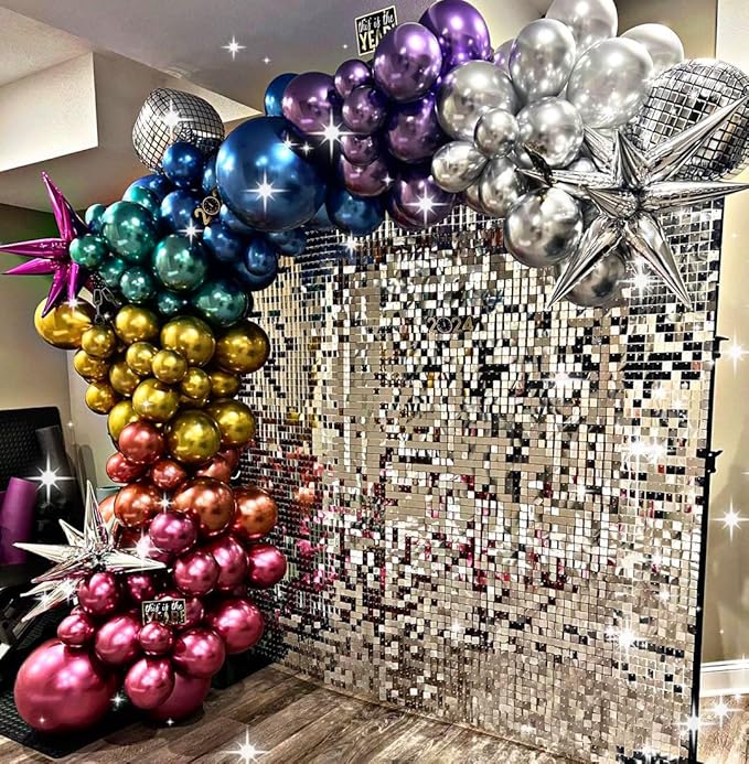 161pcs Shiny Chrome Balloon Garland Arch Kit Retro Disco Dance Party Decorations - Image 7