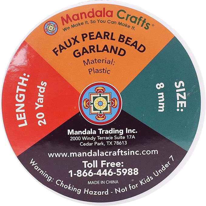 Mandala Crafts 8mm Faux Red Pearl Beads Roll - Image 4
