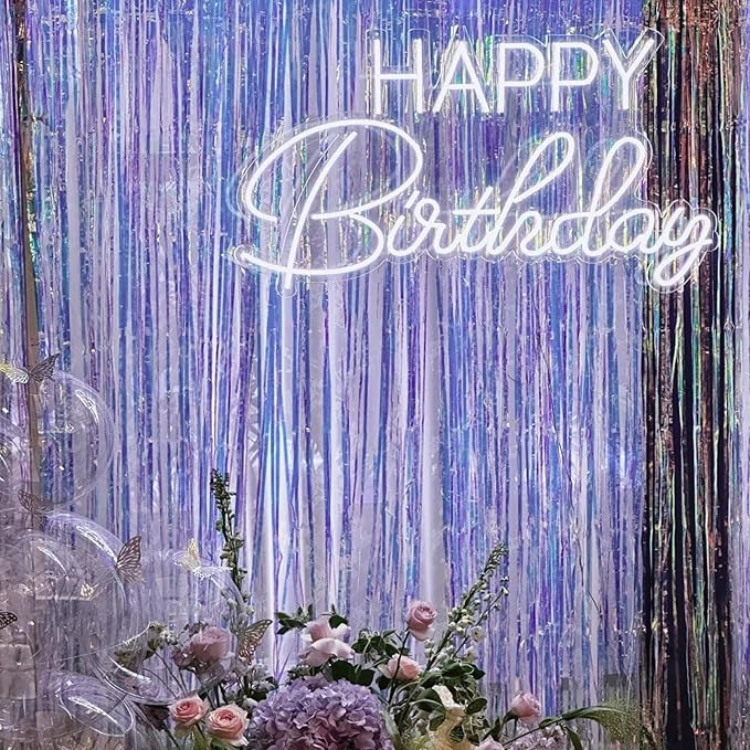 CANREVEL 2 Pack 3.2x6.5 Feet Iridescent Foil Fringe Backdrop Curtains, Disco - Image 5