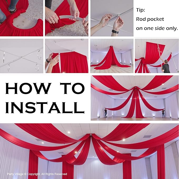 PartyVillage 20ftx40ft Red Ceiling Curtain - Image 9