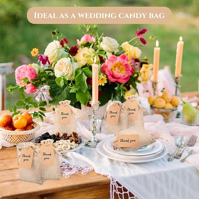 Woanger 100 Pcs Burlap Gift Bags - Image 5