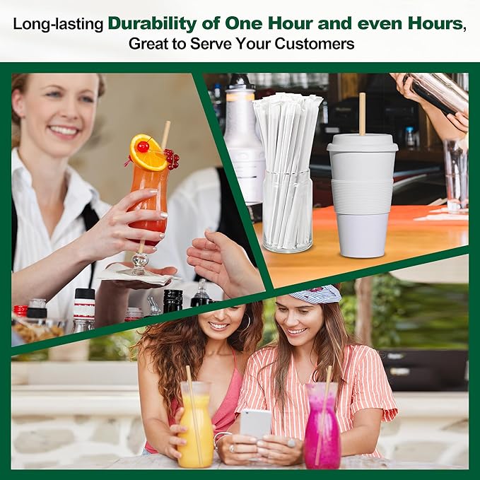 9'' x 0.31'' Giant Paper Drinking Straws Individually Wrapped 300 Counts - Image 3