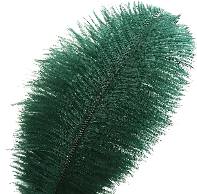 Ballinger Blackish Green Ostrich Feathers Bulk- 24pcs 12-14inch Big Feathers - Image 2
