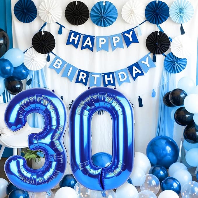 Navy Blue 30 Balloon Numbers, 40 Inch Large Dark Royal Blue Foil Number 3 & 0 - Image 5