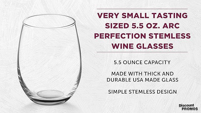 DISCOUNT PROMOS Stemless Wine Glasses by ARC 5.5 oz. Set of 12, Bulk Pack - Image 3