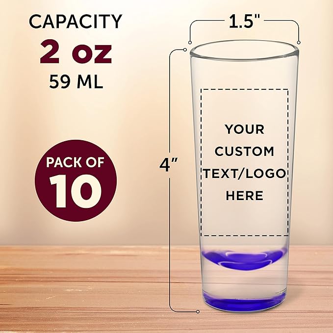 Custom Cordial Shooter Shot Glasses 2 oz. Set of 10, Personalized Bulk Pack - Image 5