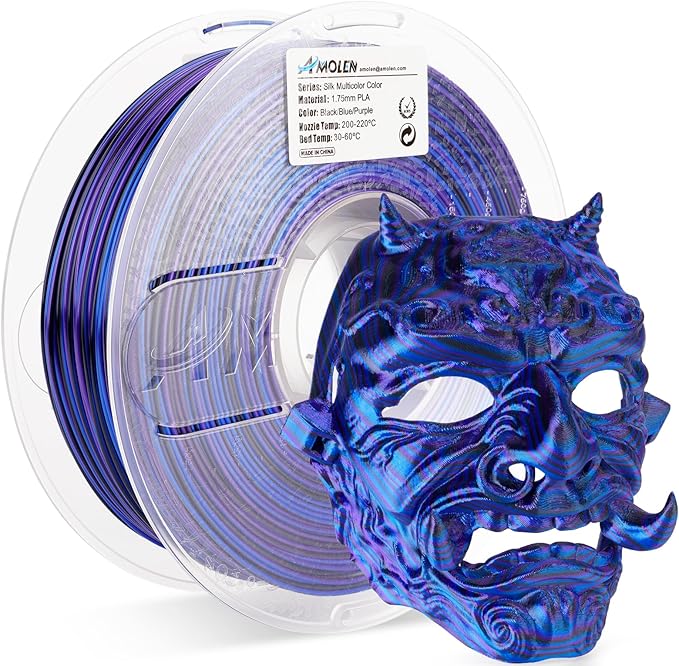 AMOLEN Silk PLA 3D Printer Filament, Shiny Multicolor Rainbow PLA Filament by AMOLEN
