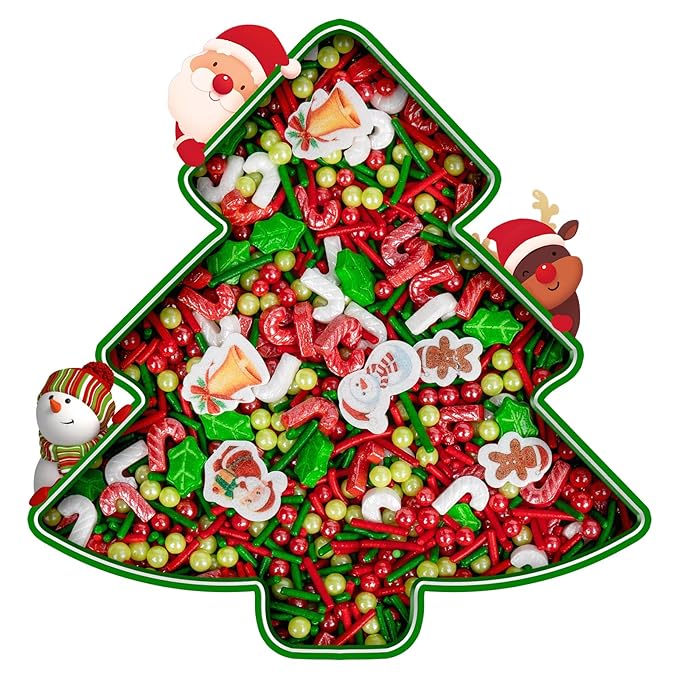 Edible Christmas Sprinkles for Cake Decorating, 130g White Red Candy Cane - Image 7
