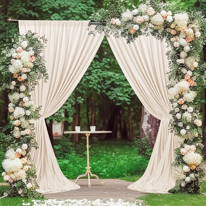 MEETSKY Beige Backdrop Curtains 10ft x 10ft by MEETSKY
