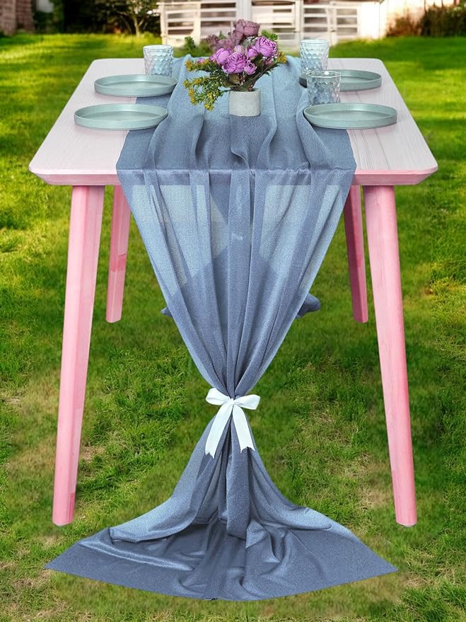 MDS 15 Pack 10ft Chiffon Table Runner 29 x 120 Inches Sheer Wedding Runner by MDS