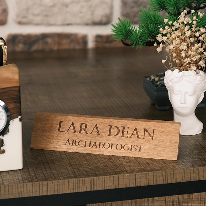 Custom Wooden Desk Name Plate – Personalized Engraved Name & Title Sign – - Image 4