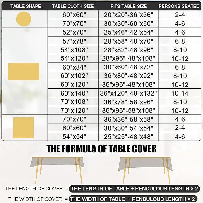 Smiry Round Table Cloth, Waterproof Heavy Duty Vinyl Tablecloths, Wipeable - Image 6