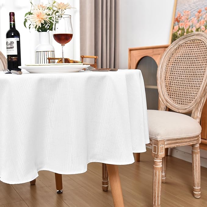Fitable Faux Linen Round Tablecloths 90 Inch, 6 Pack - Image 9