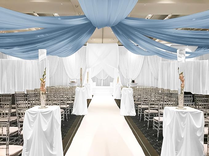 6 Panels Dusty Blue Ceiling Drapes - Image 5