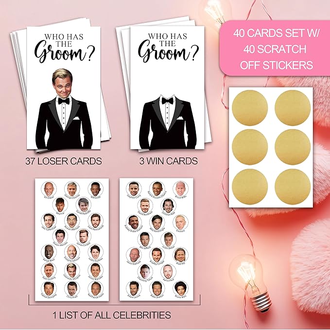 Who Has The Groom Bridal Shower Scratch Off Cards, 3.5"x 2.1"Bachelorette Party - Image 3