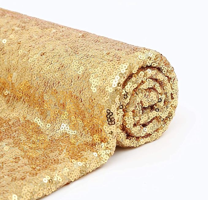 Eternal Beauty Gold Sequin Backdrop Curtains, Shimmer Back Drop 2Panels-2FTx8FT - Image 9