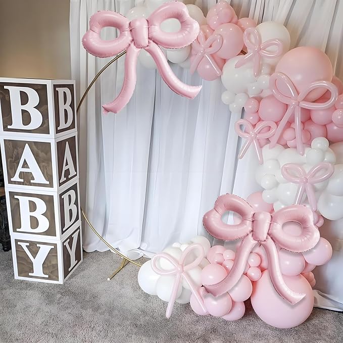 4 Pcs Light Pink Bow Balloons Bow Party Decorations - Image 4