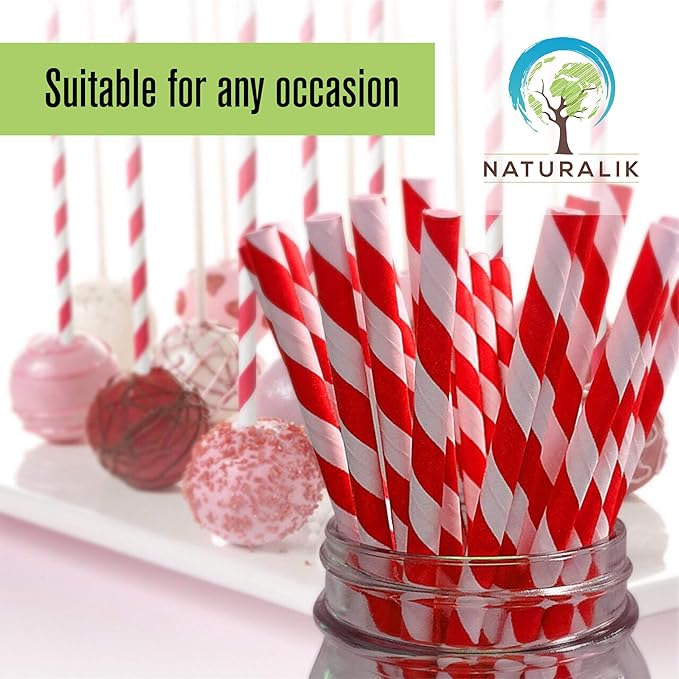 300 Pack Extra Durable Red Paper Straws Biodegradable- Heavy Duty Eco-Friendly - Image 4