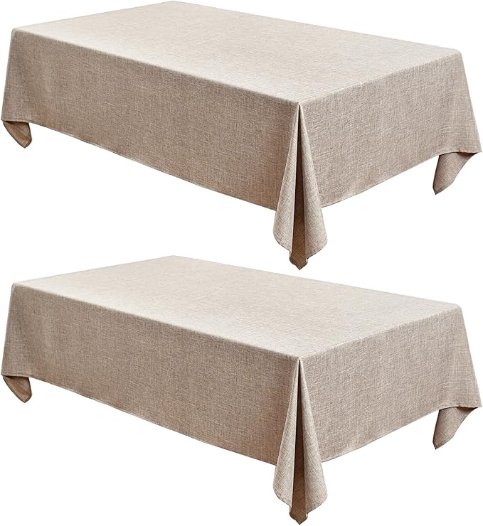 Fitable Linen Textured Tablecloths 2 Pack, Faux Burlap Rectangle Table Clothes by Fitable