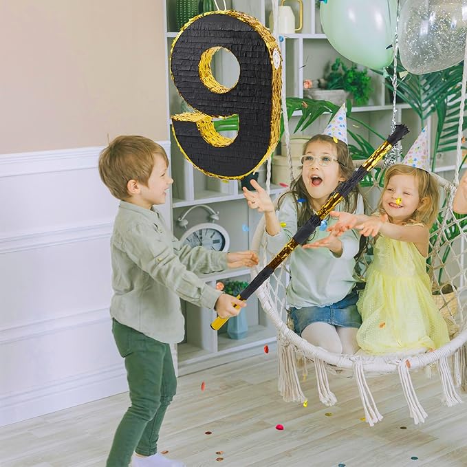 PCFING 20 Inch Number 9 Piñata Gold Black - Image 5