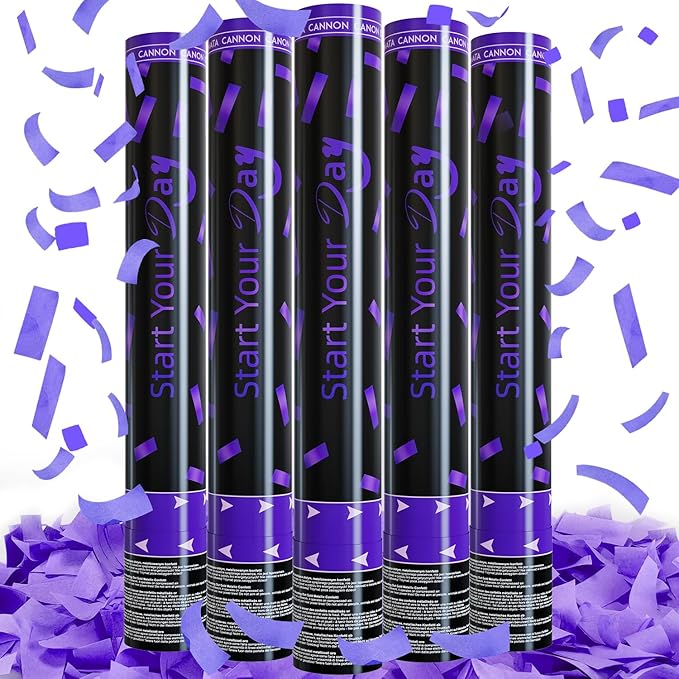 Violet Confetti Poppers, 15 Inch Purple Party Poppers, Air Powered Confetti Gun by STARTYOURDAY