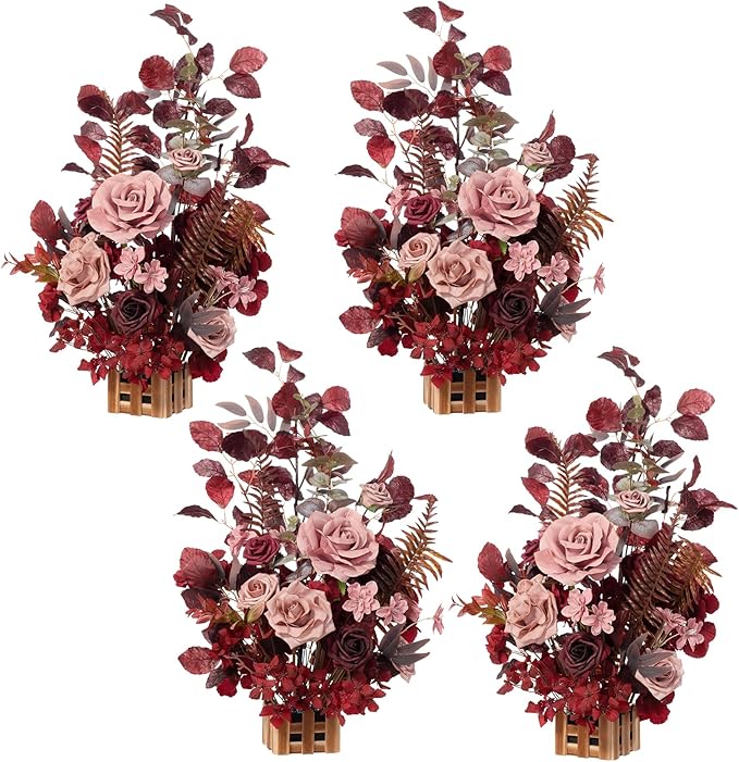 Ling's Moment 17.5" Tall Free Standing Artificial Flowers Arrangements 4 pcs by LingsMoment