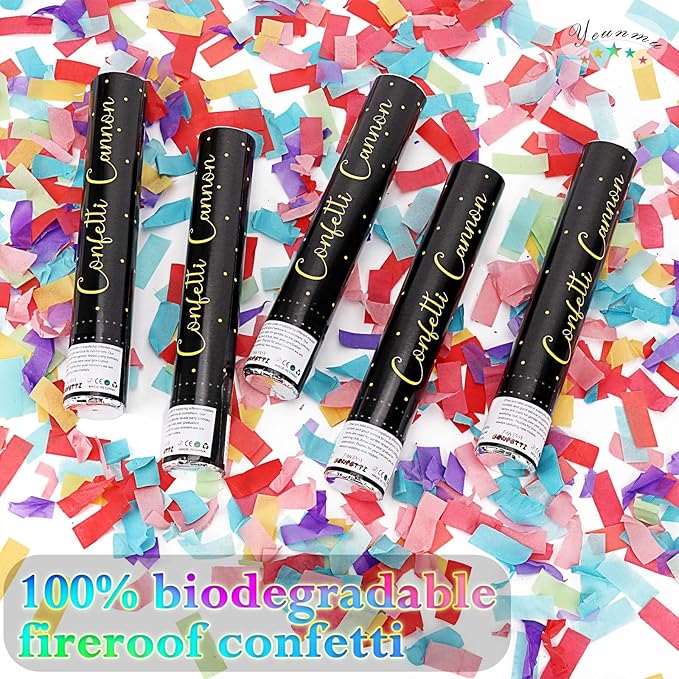 5 Pack Confetti Cannon Biodegradable, 12 Inch Confetti Poppers Graduation - Image 6