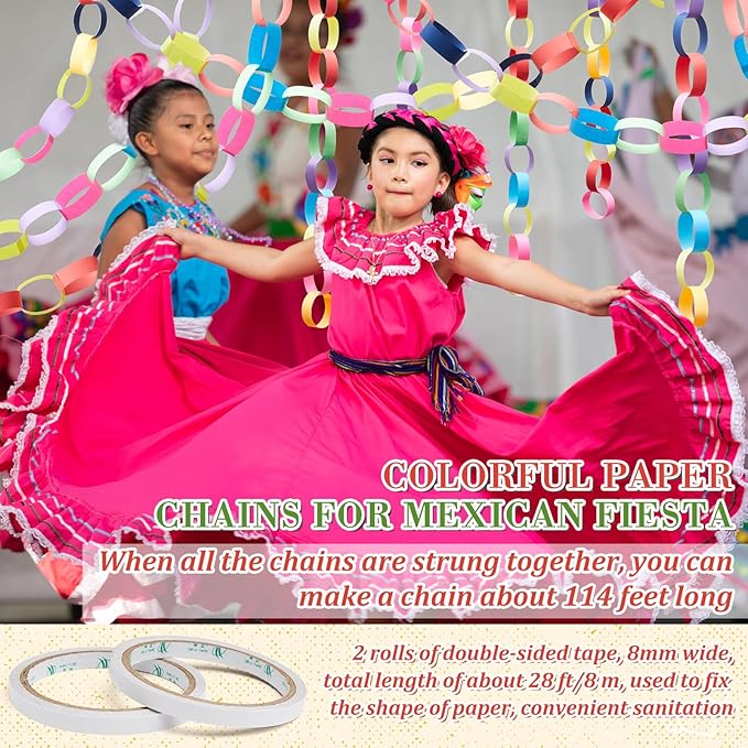 Lincia 600 Sheet Halloween Paper Chain Garland, Construction DIY Crafts Chain - Image 2