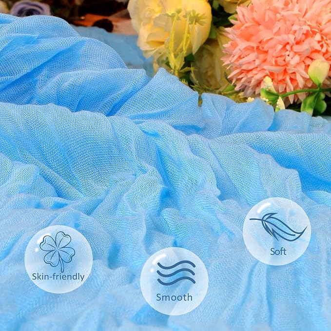 12 Pack Baby Blue Cheesecloth Table Runner 10ft Boho Gauze Fabric Cheese Cloth - Image 4