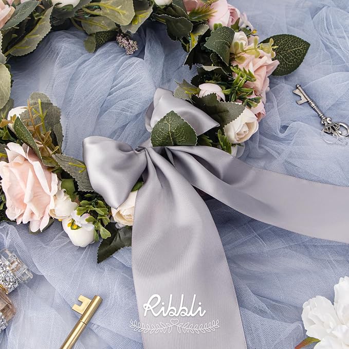 Ribbli Silver Double Faced Satin Ribbon, 3” x Continuous 10 Yards, Use - Image 4