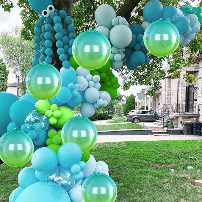 6Pcs Gradient Blue Round Foil Balloons, Giant 4D Round Ball Balloon, 22 Inch - Image 5