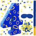 Number 4 Blue and Golden Rings Piñata by Simgoing