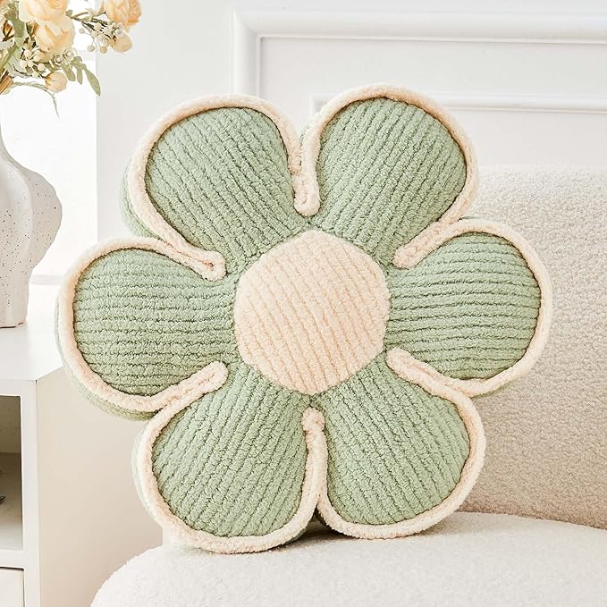 Flower Pillow, Soft Flower Decorative Throw Pillow, Cute Daisy Flower Shaped by Kcvvcr
