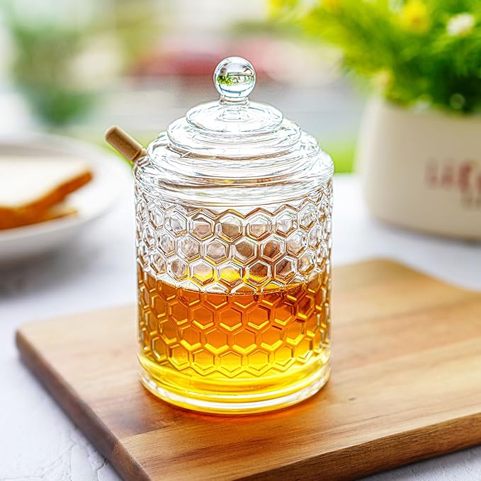 kanpura Clear Crystal Honey Pot - Image 5
