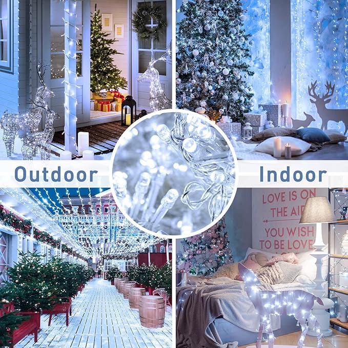 JMEXSUSS 250 LED White Christmas Lights Indoor Outdoor, 91.5ft Connectable - Image 2