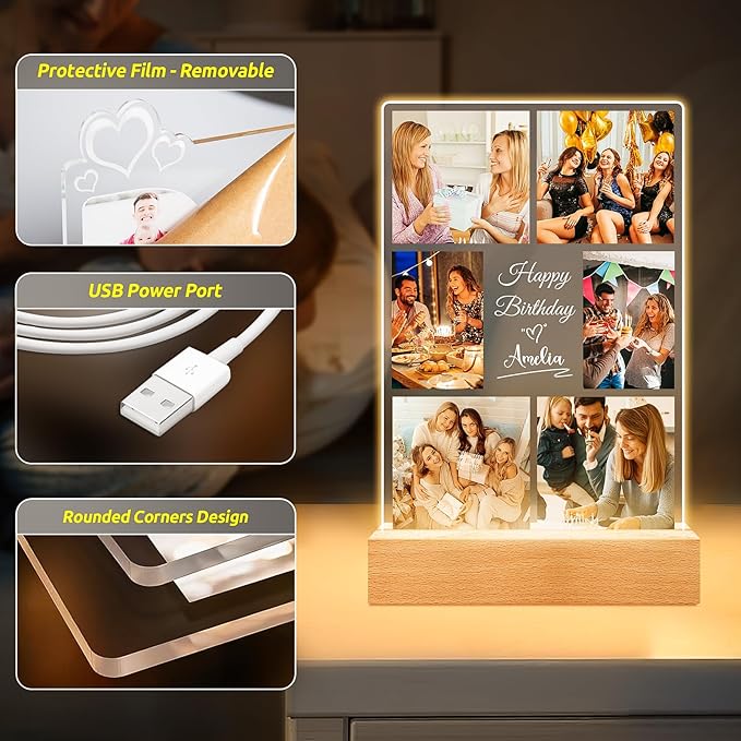 Custom Picture Frames with Photo, Personalized Collage Picture Frame with Night - Image 5